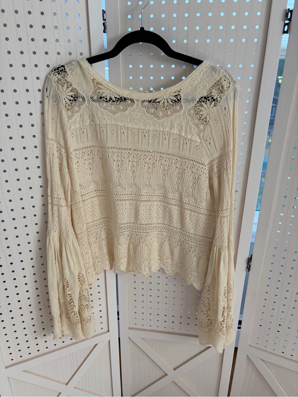 Free People Cream Crochet Lace Boho Tunic